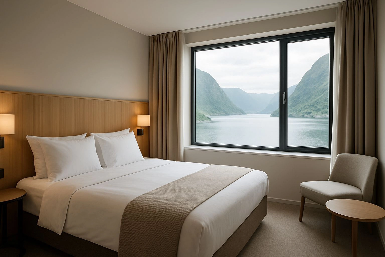 Fjordrom Standard med dobbeltseng og fjordutsikt